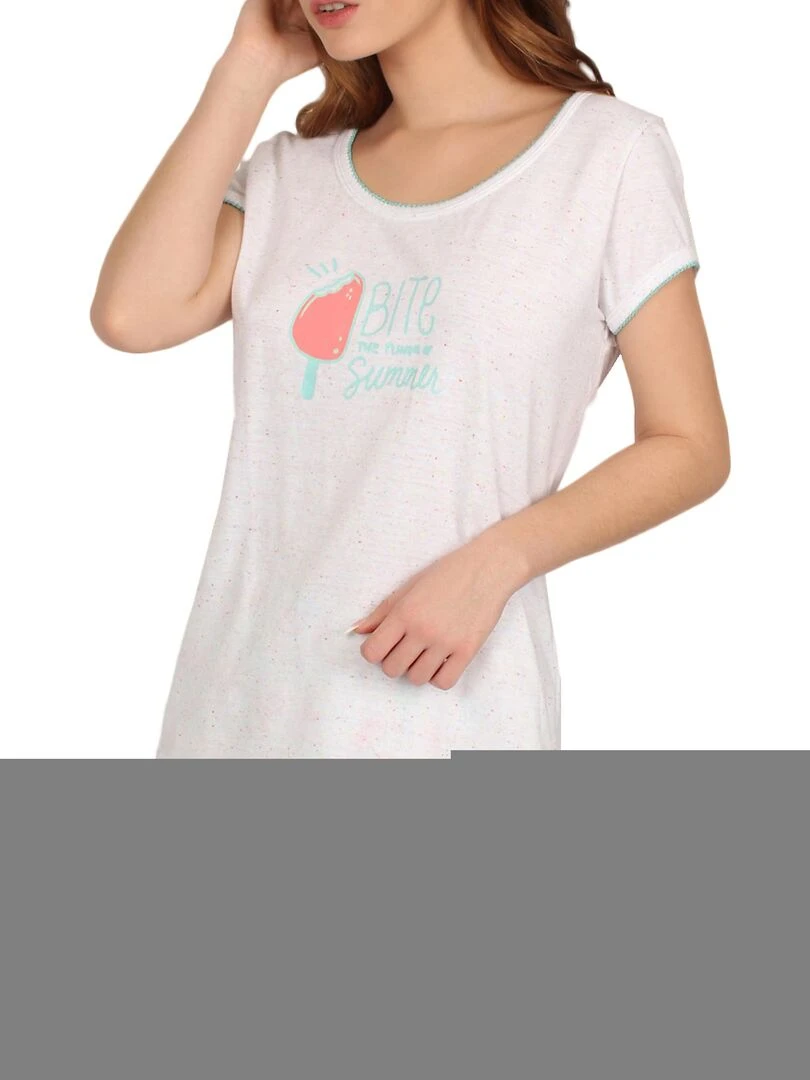 Pyjama short t shirt Summer Bites blanc Blanc