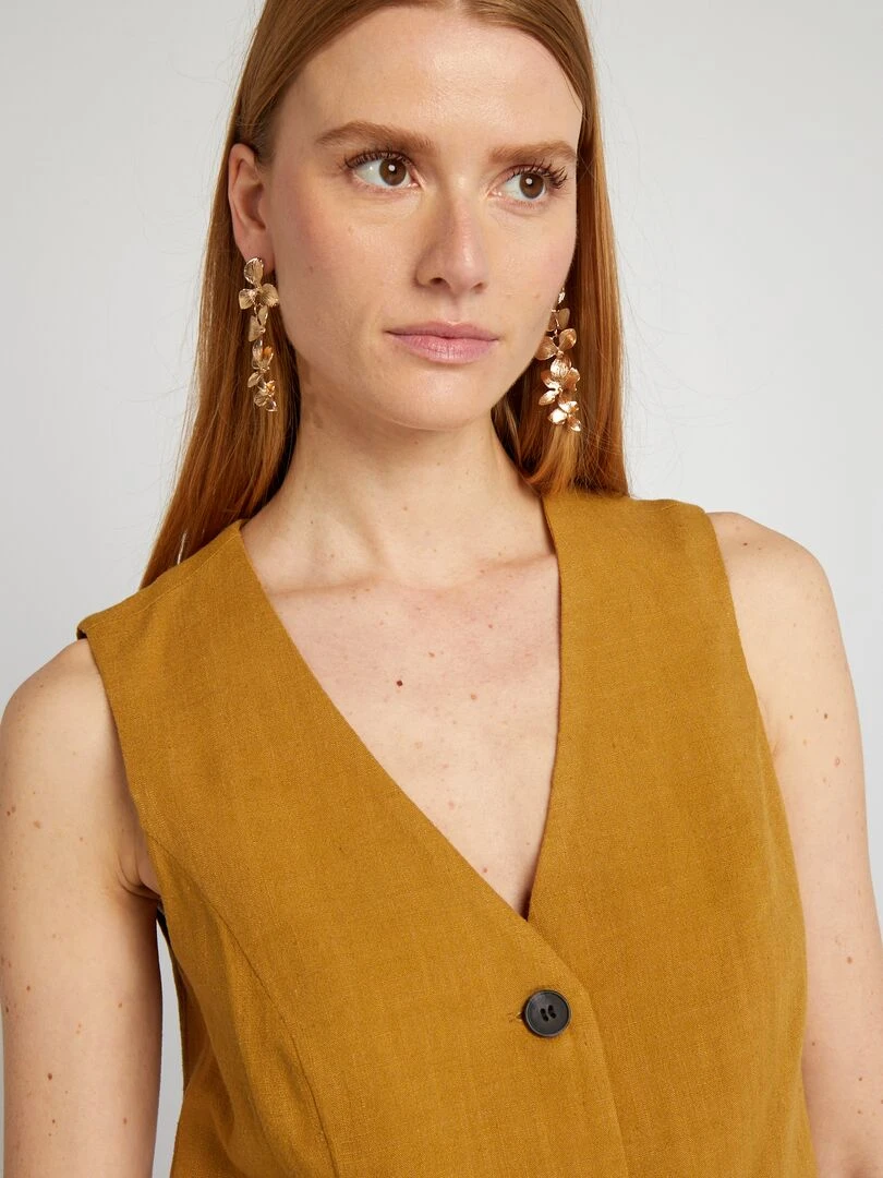 Gilet garçon de café en lin mélangé   Cumin