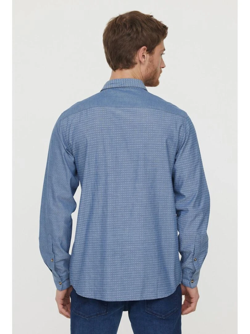 Lee Cooper   Chemise manches longues coton regular DOUGO   Bleu céladon