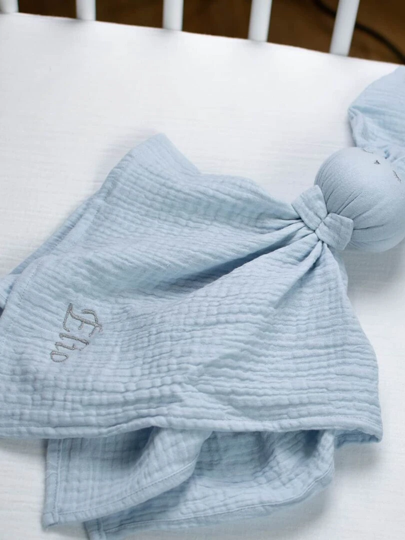 Doudou plat Lapin personnalisable  Jeanne   Bleu