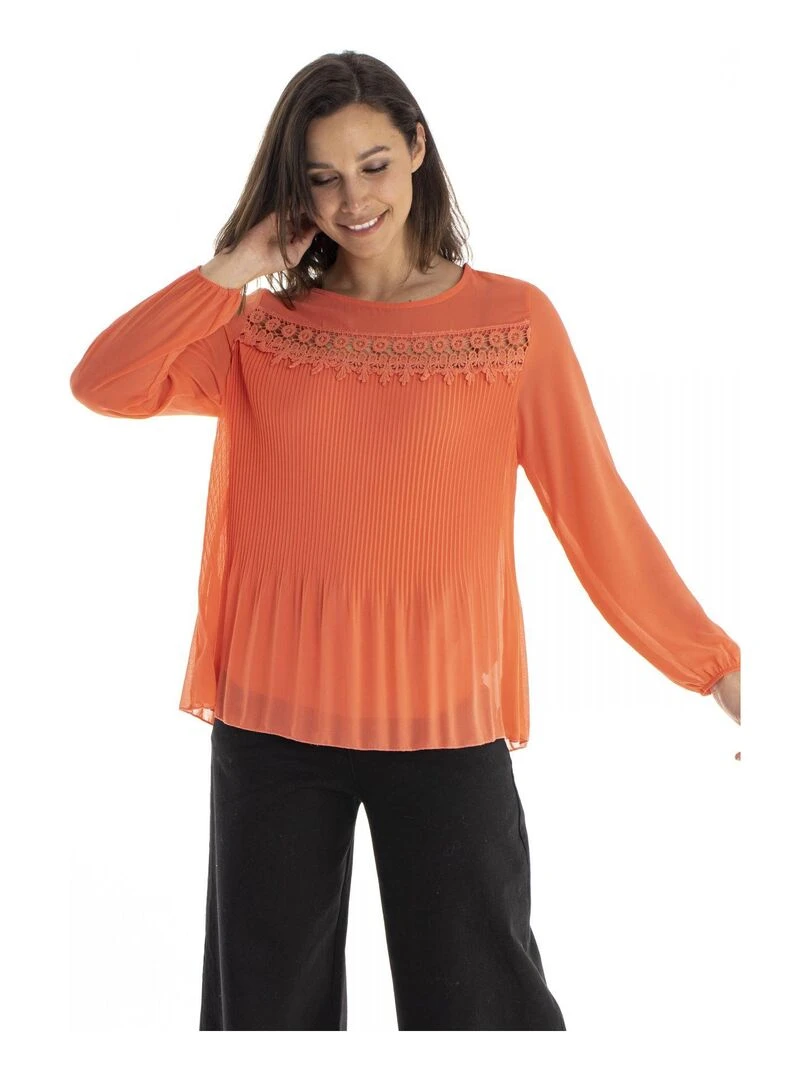 Chemisier rond CHEAN Gérard Pasquier Orange corail