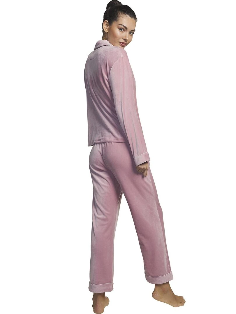 Tenue détente et intérieur pyjama pantalon chemise Polar Soft Rose