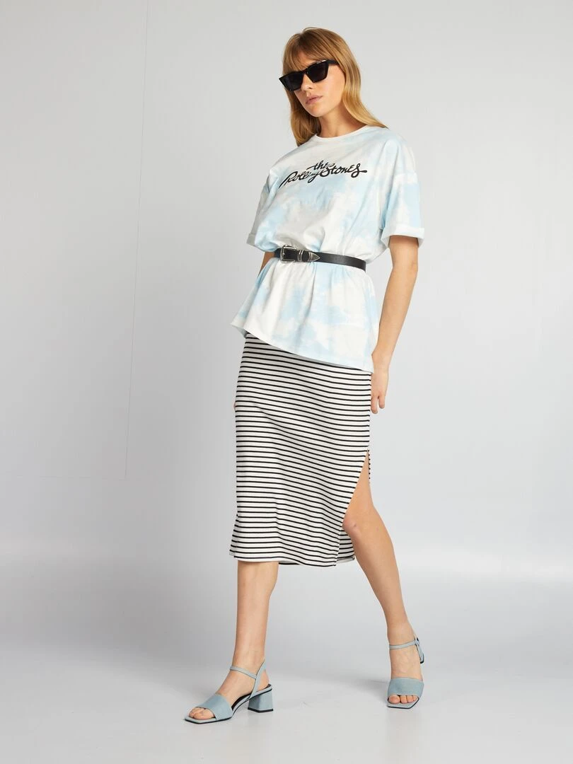 T shirt tie and dye 'Rolling Stone' Bleu/blanc