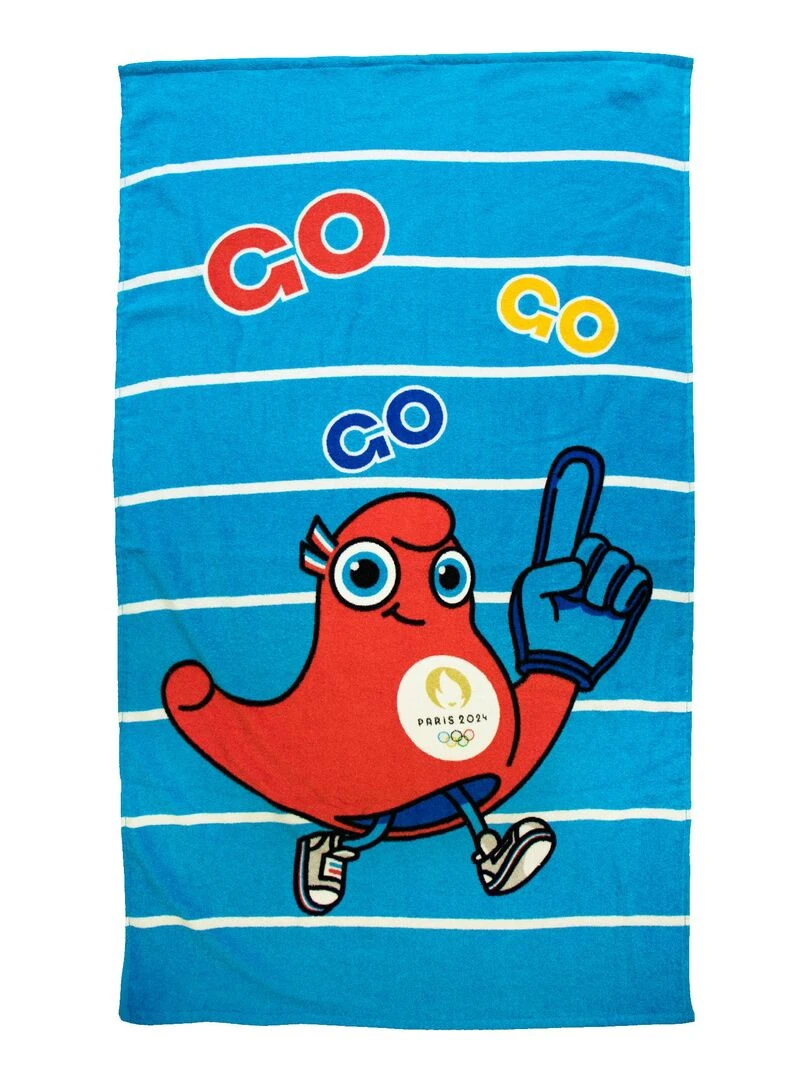 Drap de plage imprimé 100% coton PARIS 2024 MASCOTTE OLYMPIQUE SUMMER Multicolore