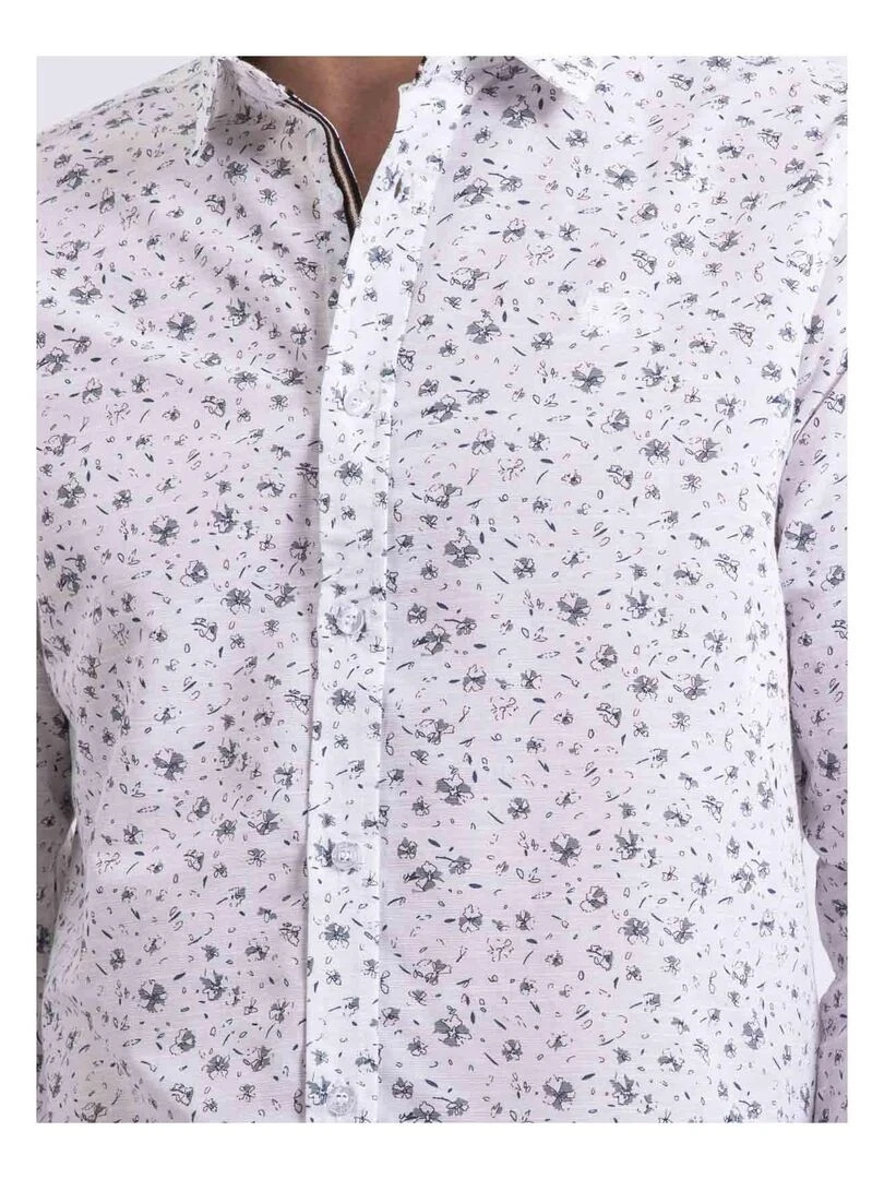 Chemise manches longues motifs DOGABIN   Blanc