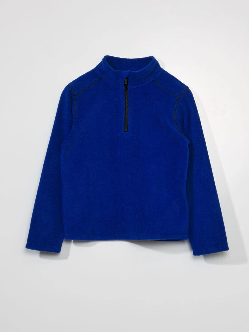 Sweat zippé en polaire bleu