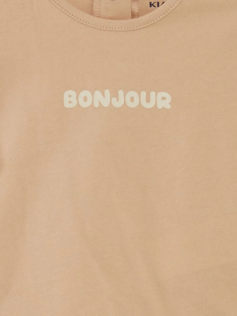 Ensemble tee shirt + pantalon paperbag Beige