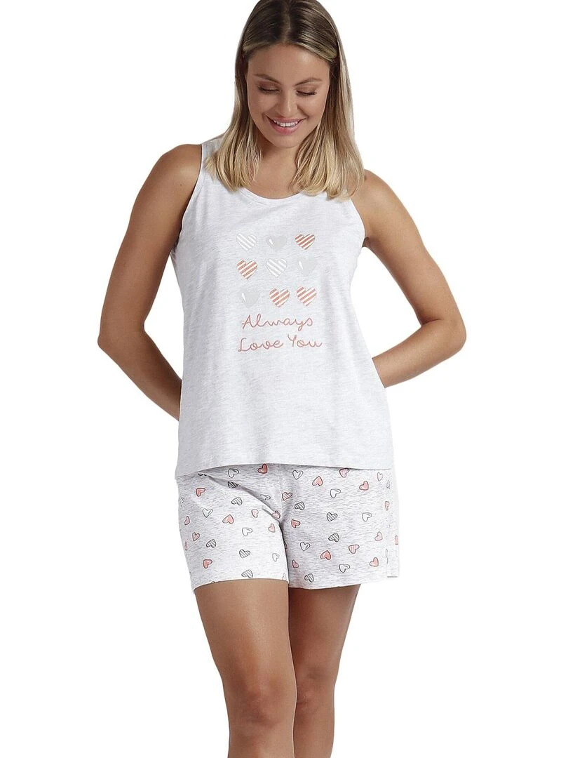 Pyjama short débardeur Always Love You Gris