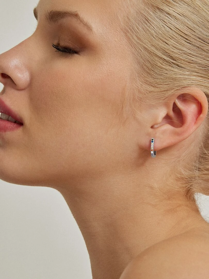 Boucles d'oreilles Argys composées de Zircone multicolore rhodiées   Multicolore