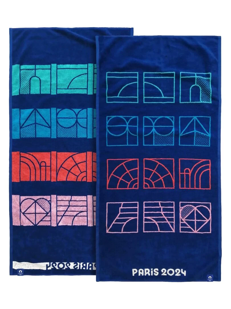 Serviette Jacquard 100% Coton PARIS 2024 JEUX OLYMPIQUES FILAIRE Bleu marine