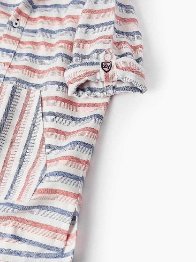 Chemise à rayures avec capuche pour garçon manches longues ATLANTIC COMPANY   Rouge