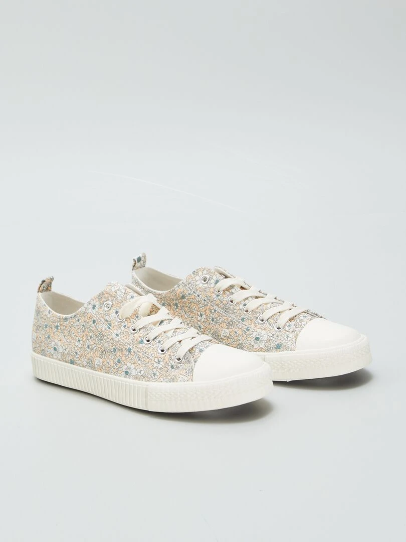 Baskets en toile motif à 'fleurs' Kaki
