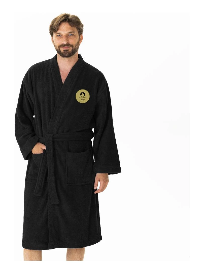 Peignoir adulte 100% coton PARIS 2024 JEUX OLYMPIQUES PREMIUM Noir