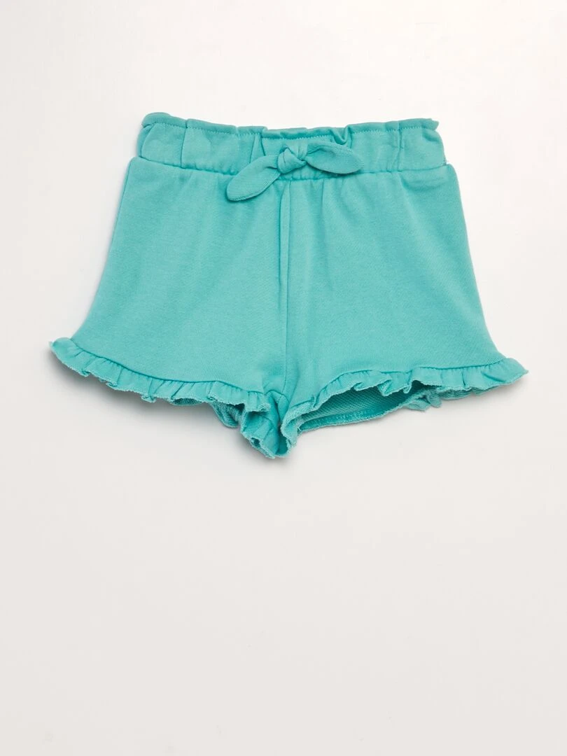 Short en molleton avec volants Bleu