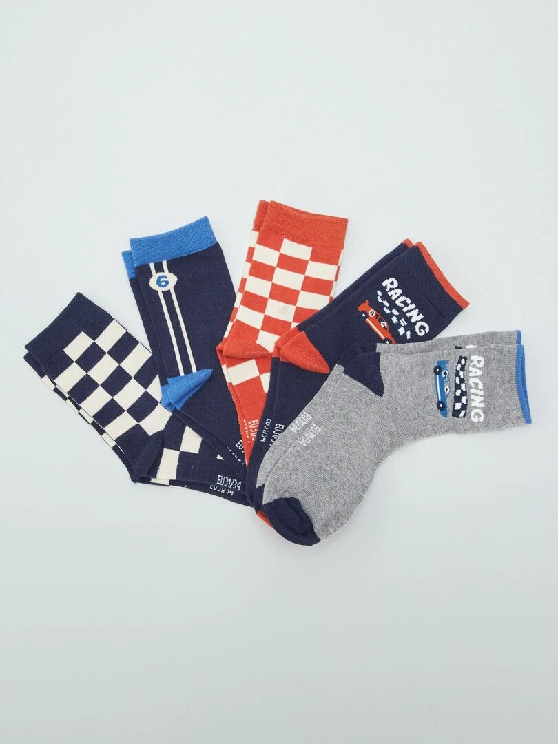 Chaussettes avec imprimés fantaisie Lot de 5 Gris/orange/bleu
