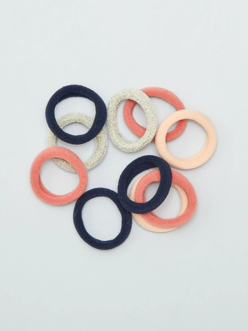 Lot de 10 chouchous élastiqués rosse/navy/doré