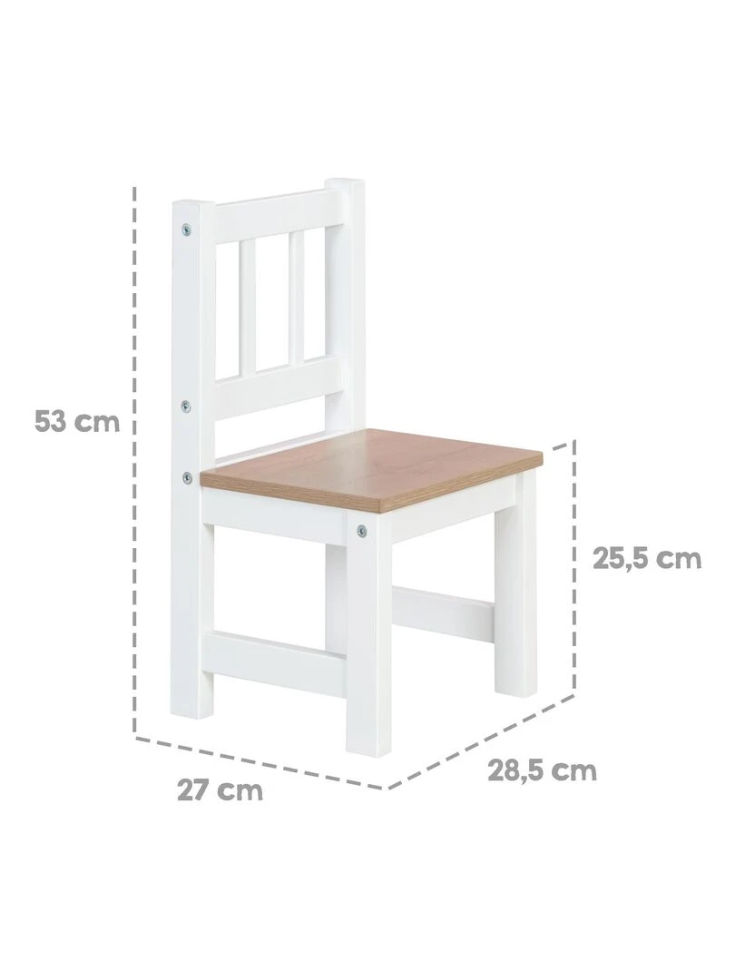 ROBA Ensemble Table et 2 Chaises Enfants Woody   Plateau et Assises en Aspect Bois   Blanc   Blanc