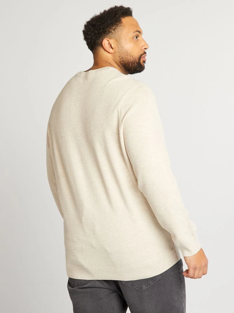 Pull en maille unie à col rond   Blanc