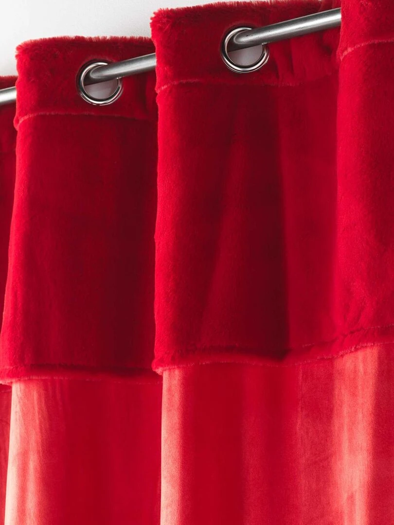 Rideau à œillets imitation fourrure Rouge