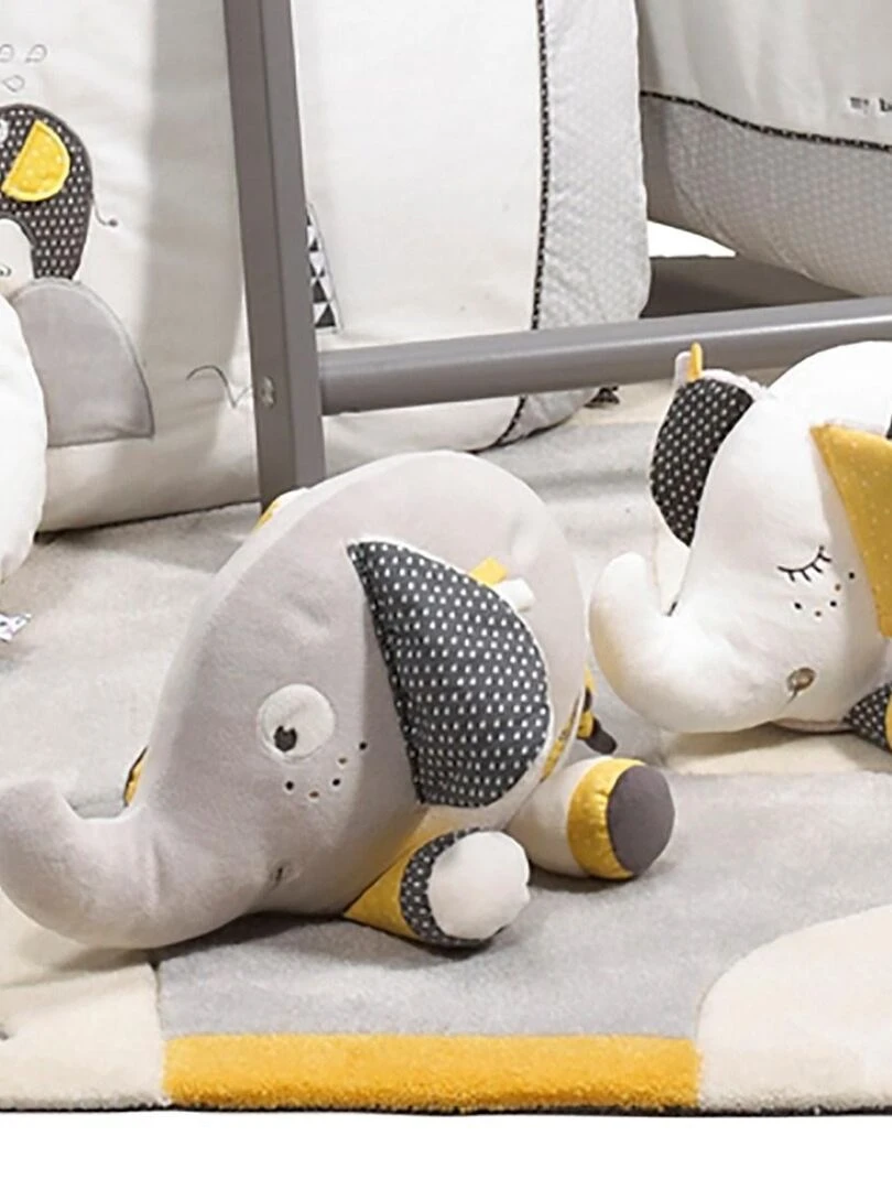 Doudou Eléphant en velours   SAUTHON   Gris clair