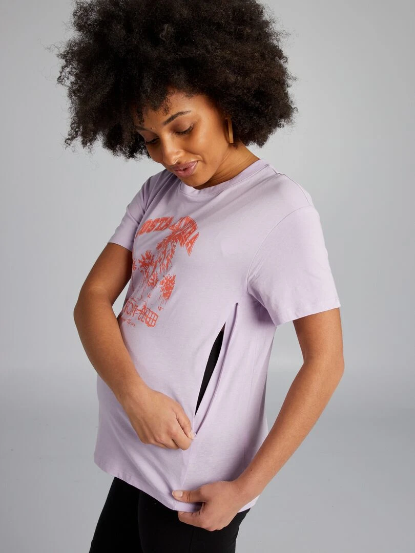 T shirt d'allaitement à col rond   Violet