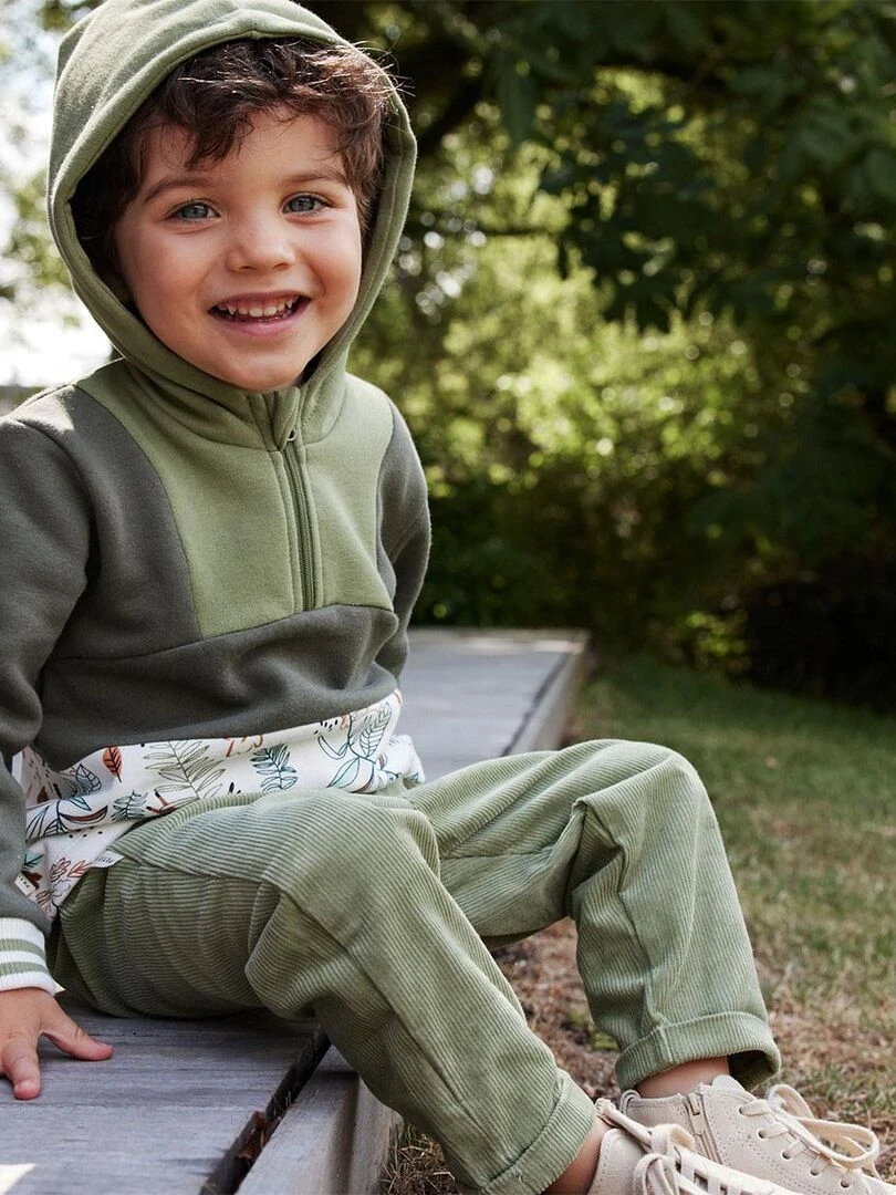 Sweat shirt à capuche bébé en molleton Montreal   Kaki