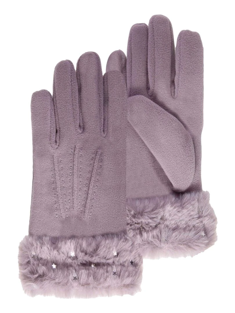 Gants Fourrure Etoiles 6/8 ans Gris Gris