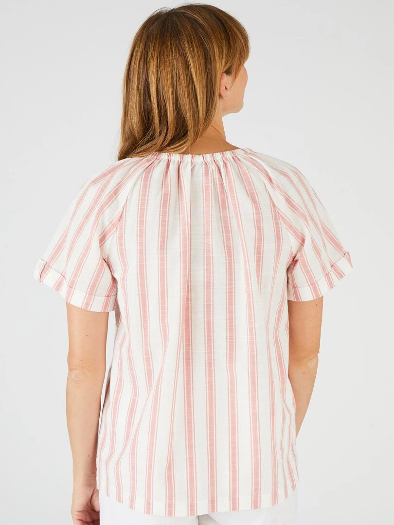 Blouse rayée en voile de coton    Damart   Rose