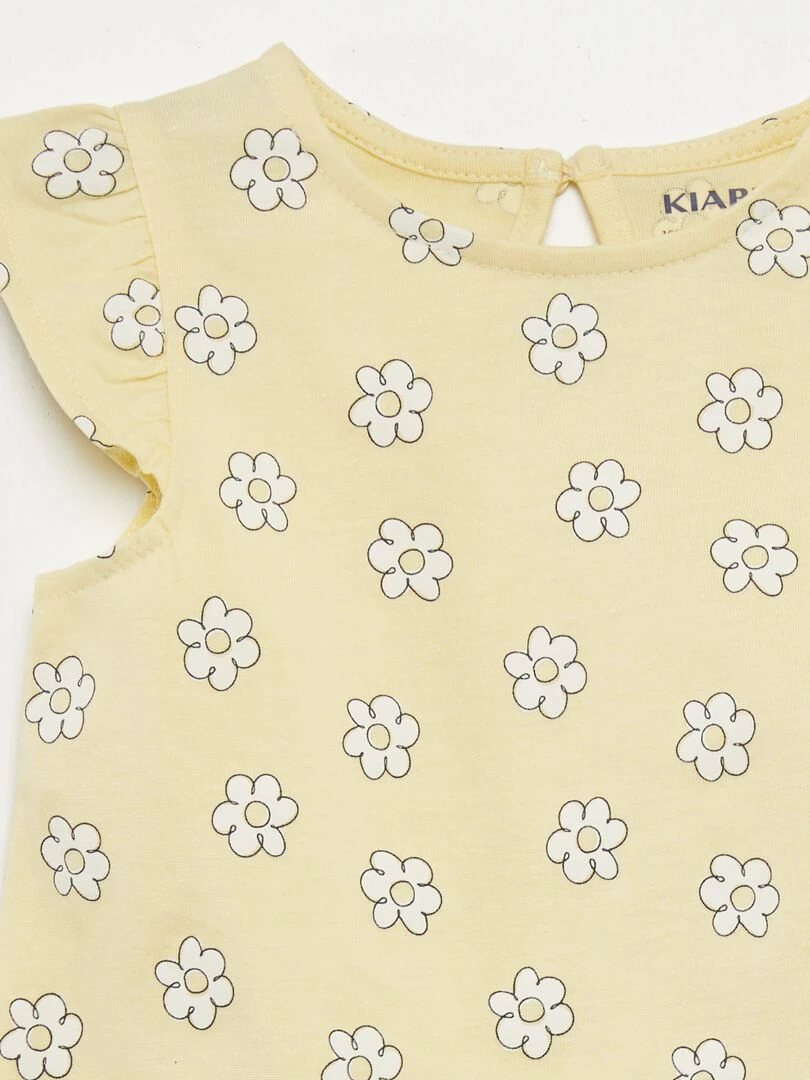 Ensemble t shirt + short imprimé   2 pièces   JAUNE