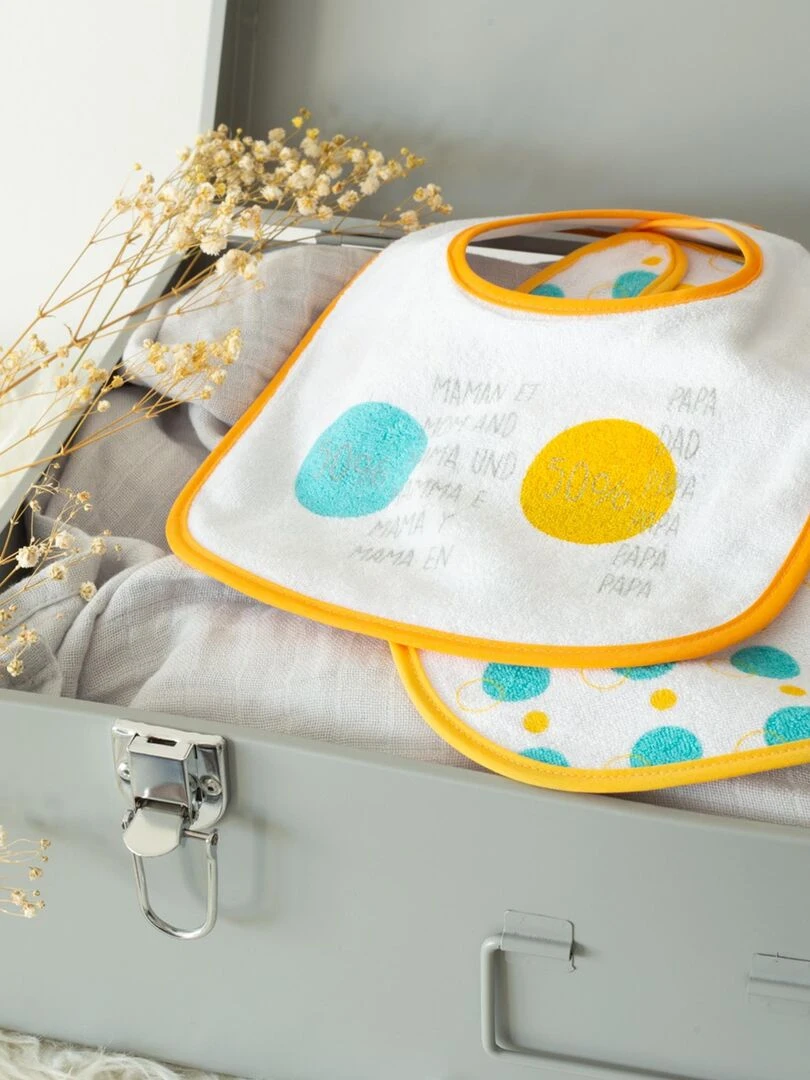 Lot de 2 bavoirs bébé Kinousses Jaune
