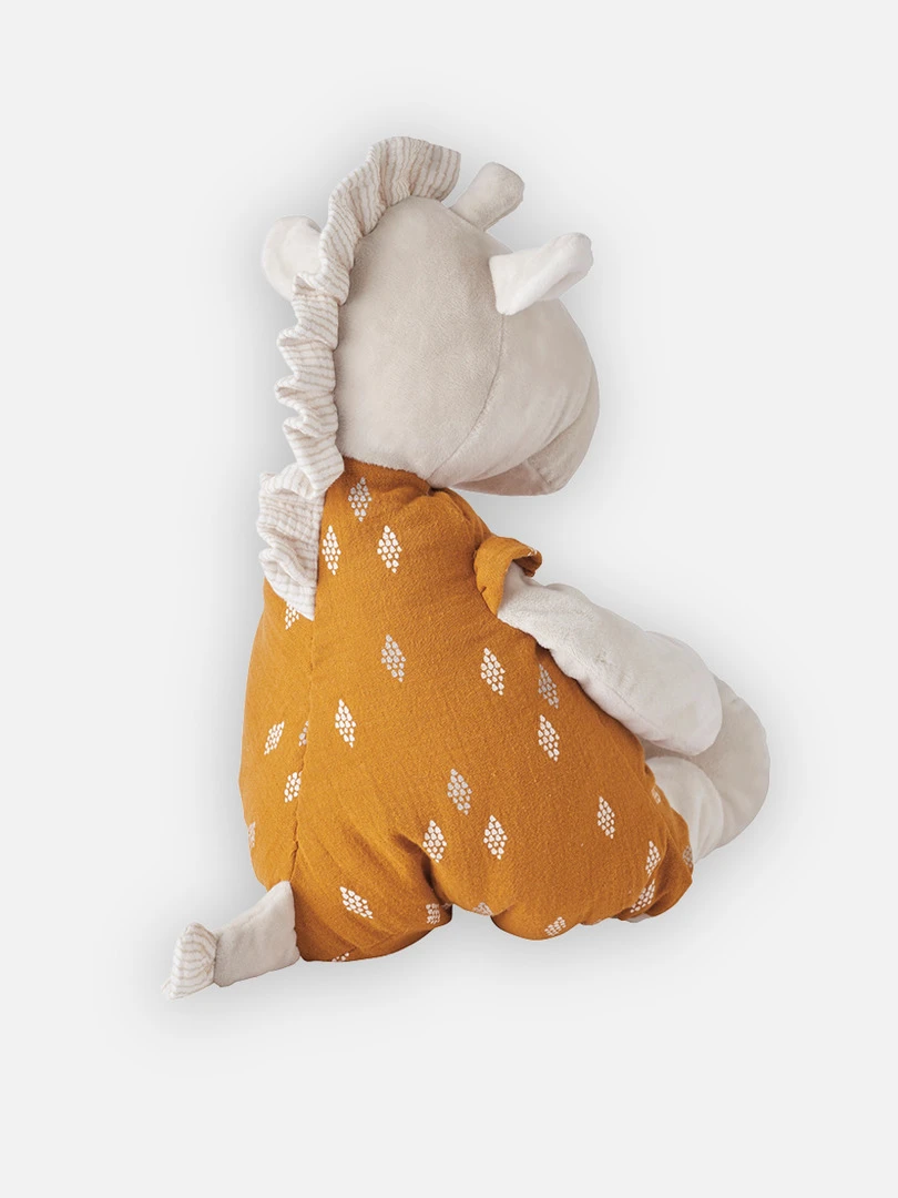 Peluche Medium Tiga En Mousseline De Coton Bio  Beige Et Ocre   Jaune