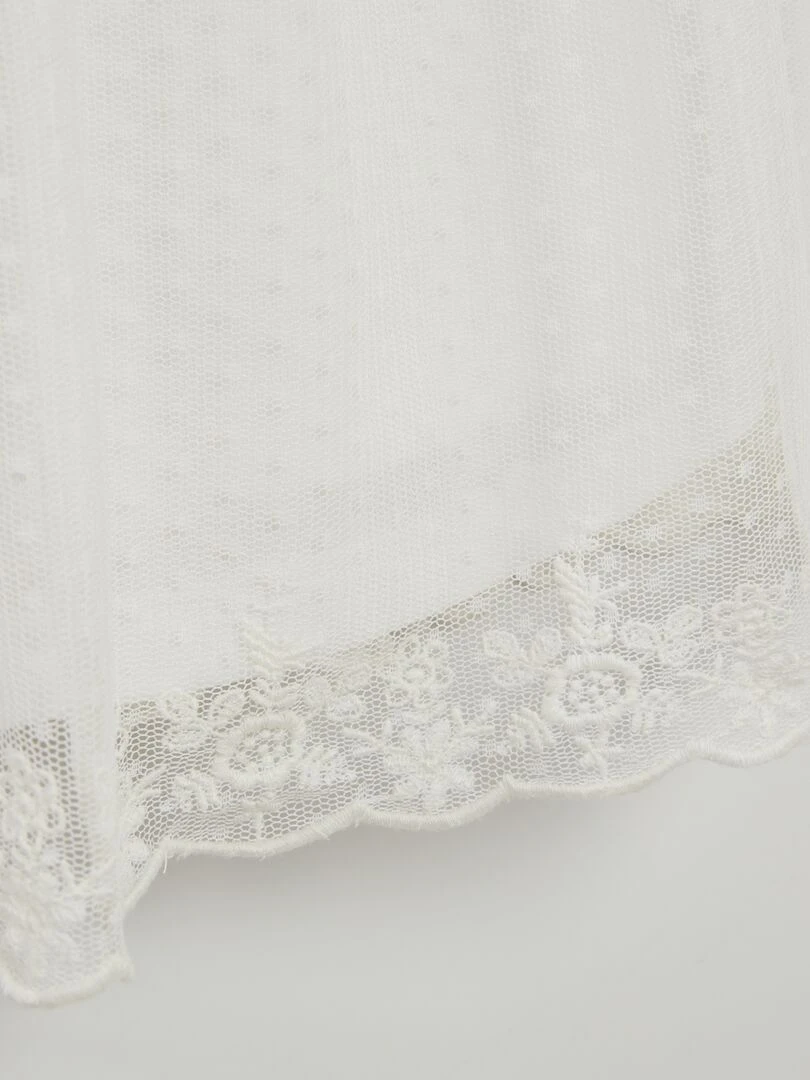Robe trapèze en tulle plumetis   blanc