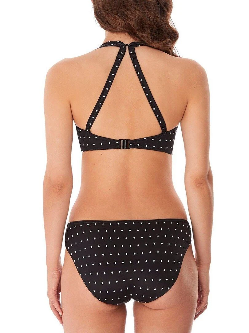 Haut de maillot décolleté plongeant à volant Jewel cove   Noir