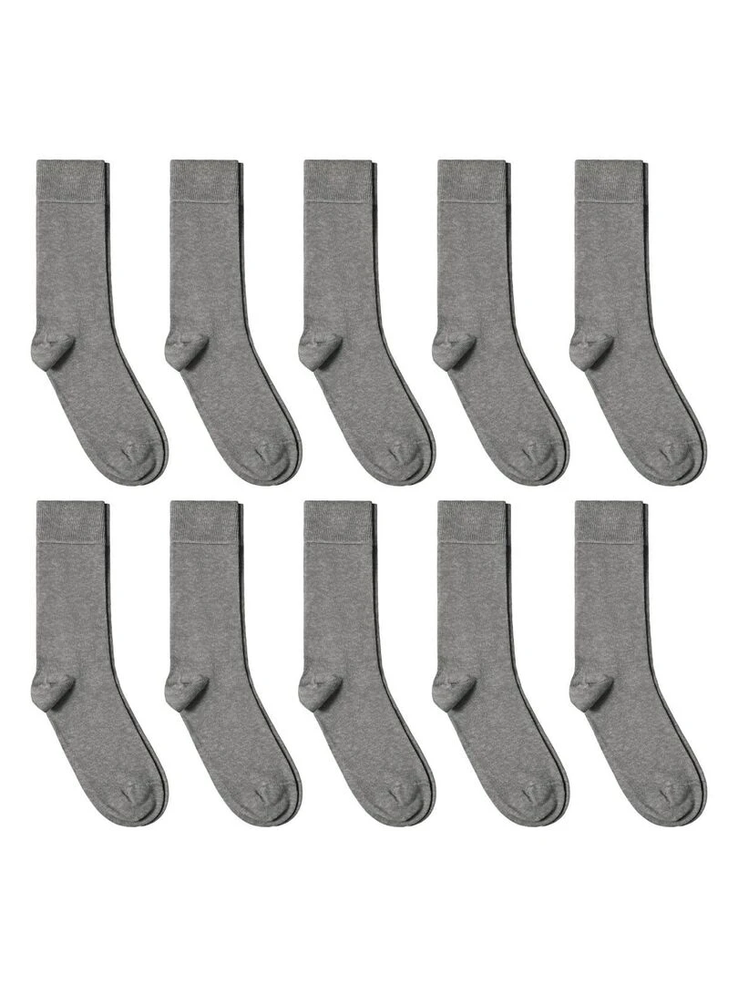 Chaussettes Jersey Coton Lot 10 Paires Fabrication UE Gris