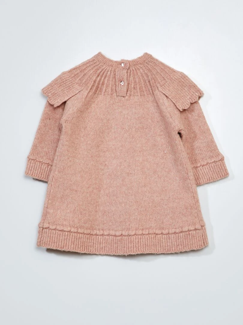 Robe en maille tricot avec col fantaisie Rose