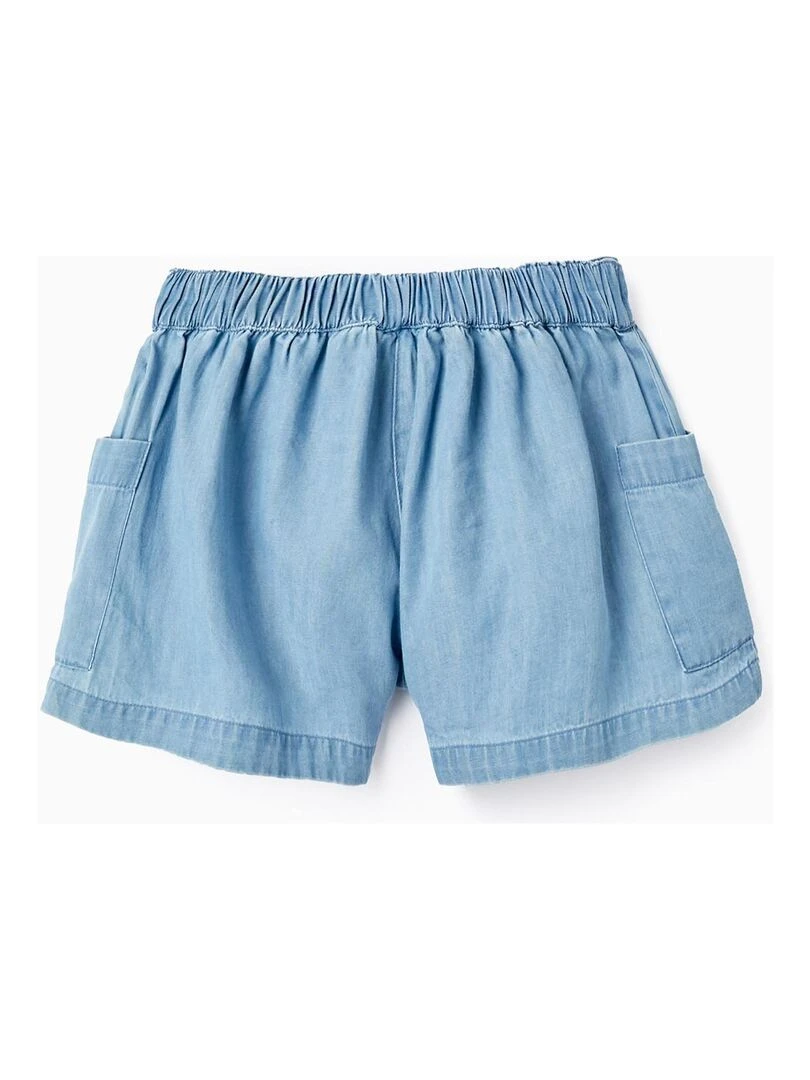 Short en Jean en Coton pour Bébé Fille Bleu clair