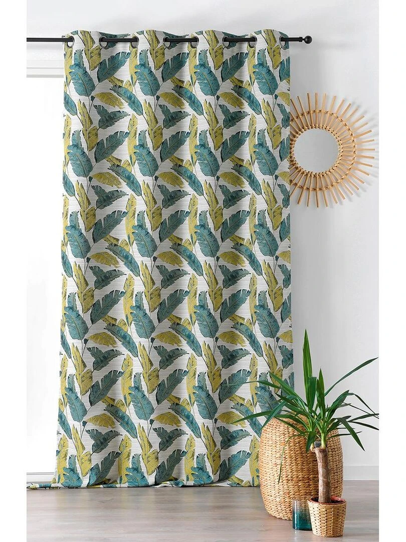 Rideau tamisant à motif plumes   Vert