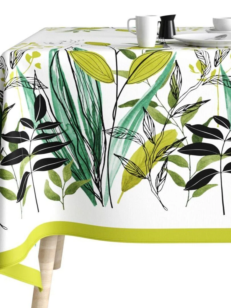 Nappe rectangulaire anti tache en Coton   Herbier   Vert