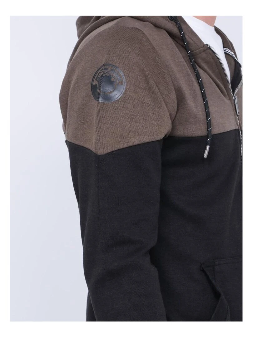Sweat zippé capuche WICKER   Kaki
