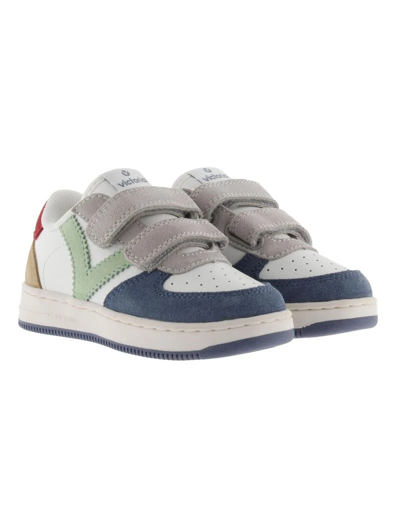 Basket Cuir Enfant Victoria   Bleu