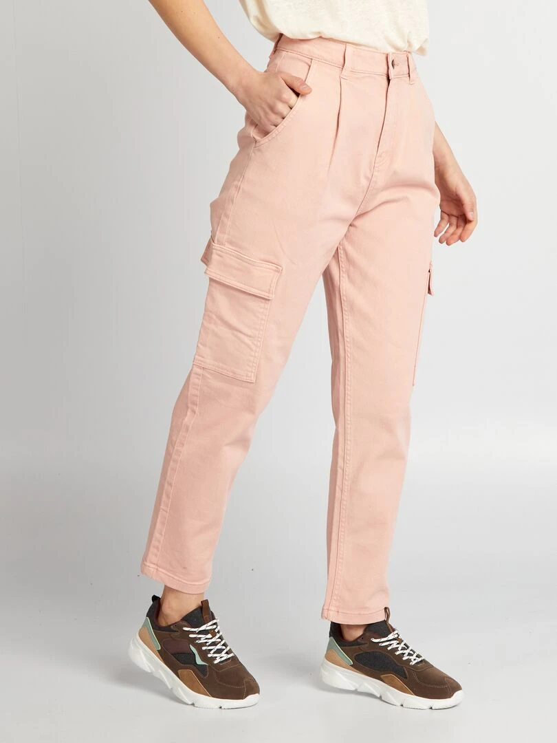 Pantalon twill avec poches à rabats   L27   Vieux rose