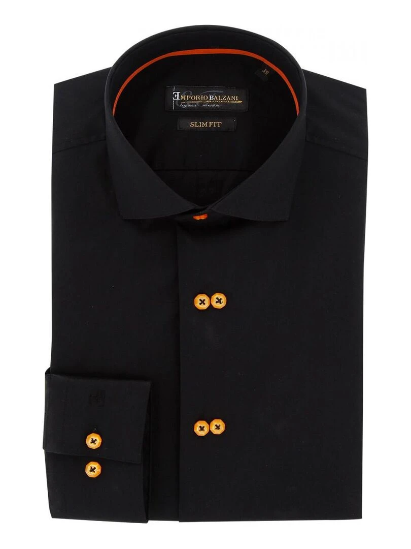 Chemise cintrée double boutonnage DOTTIO Noir