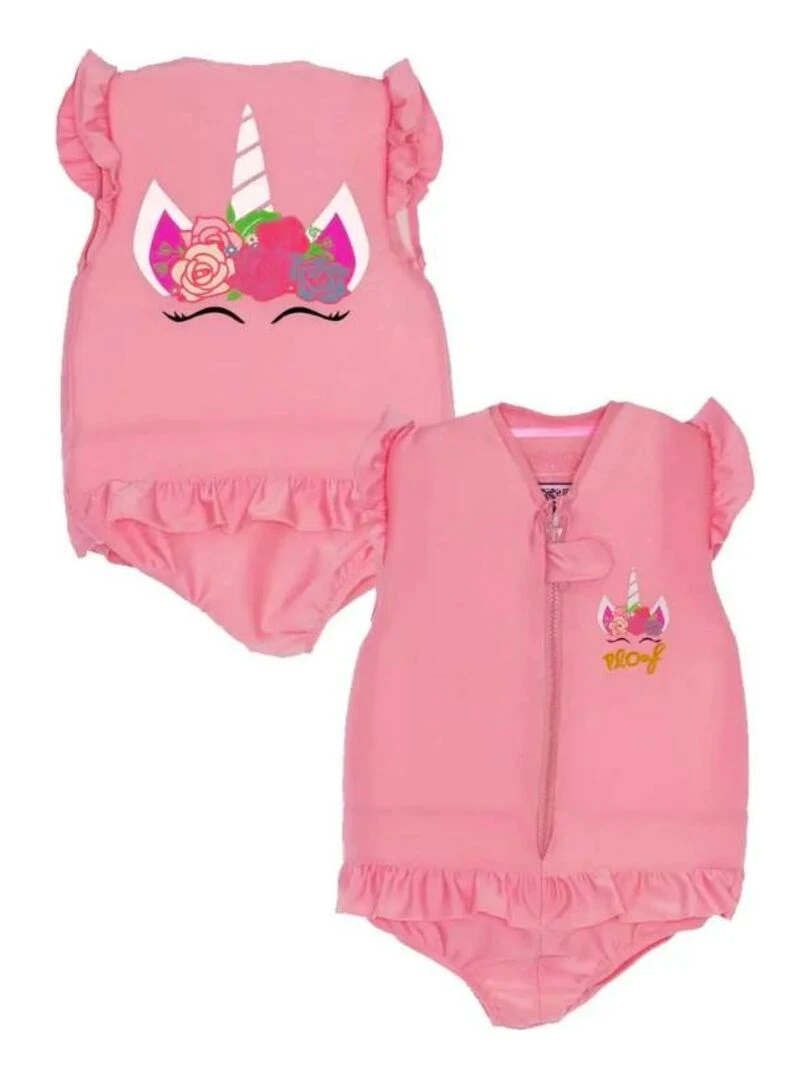 Maillot de Bain Rosy Enfant avec Flotteurs Accessoire de Natation Fille Rose pâle