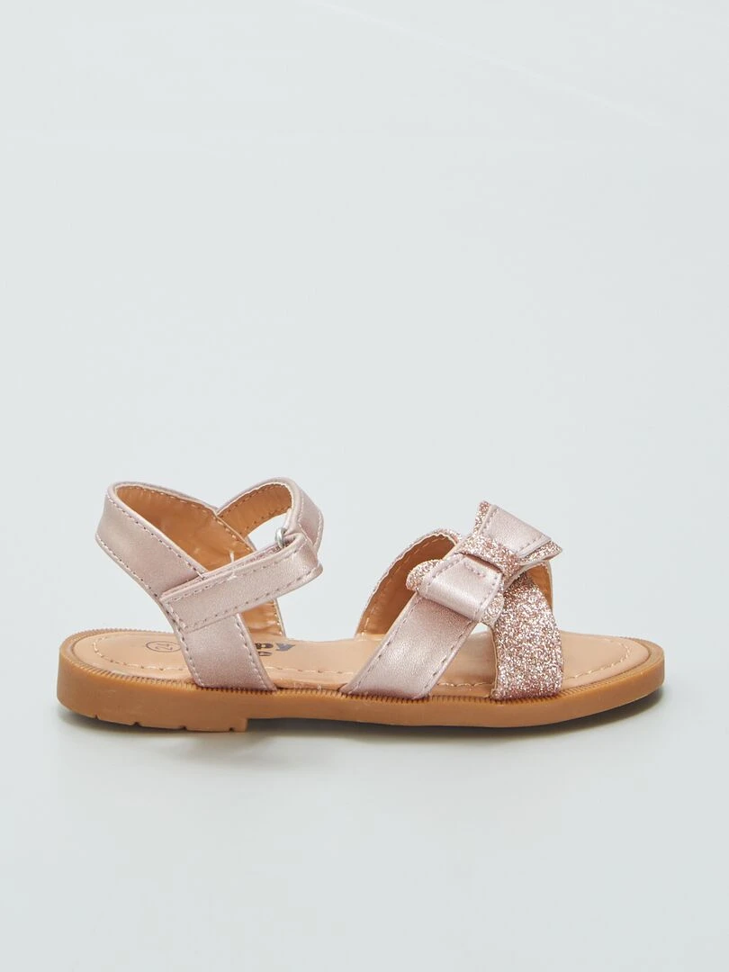 Sandales à noeud pailletées Rose