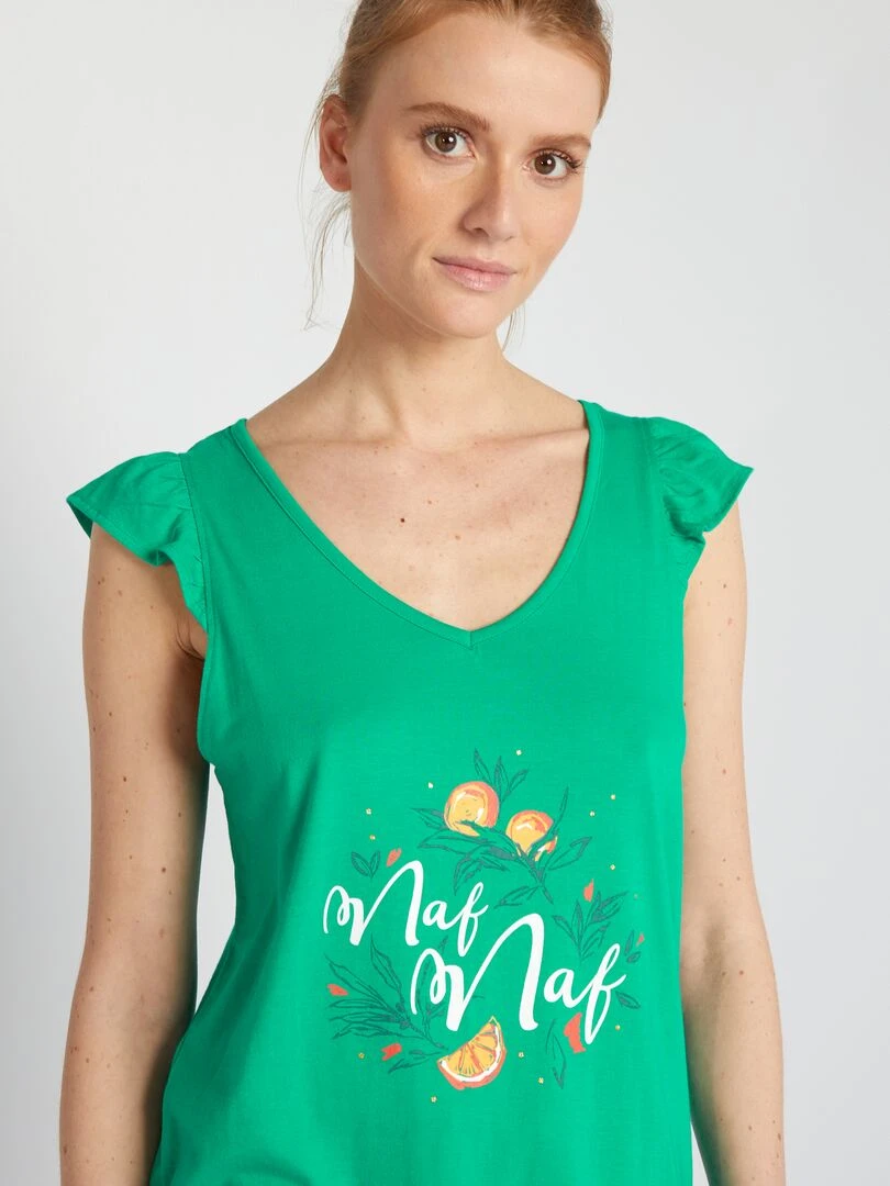 Ensemble de pyjama imprimé 'Naf naf'   2 pièces   Vert