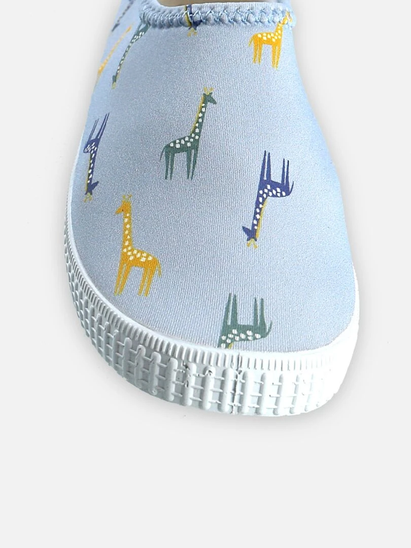 Chaussons de bain imprimés girafes    Archimède   Bleu