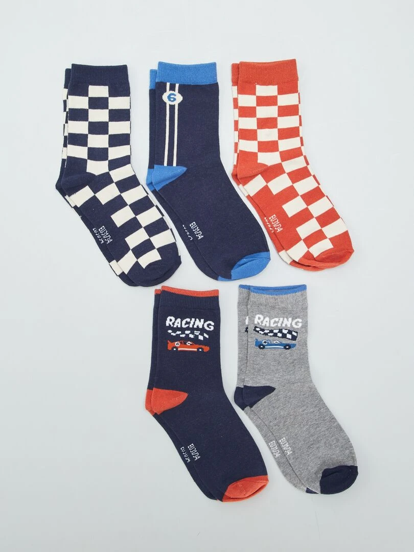 Chaussettes avec imprimés fantaisie Lot de 5 Gris/orange/bleu