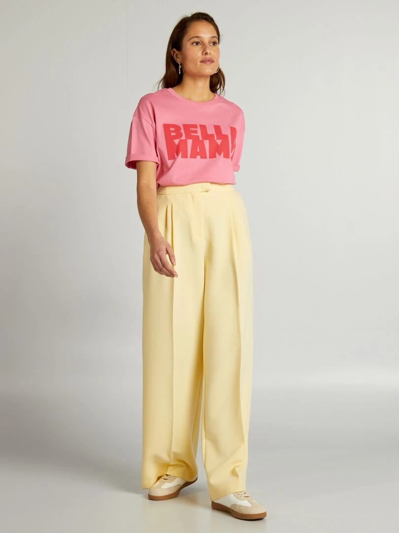 T shirt en coton à col rond ROSE