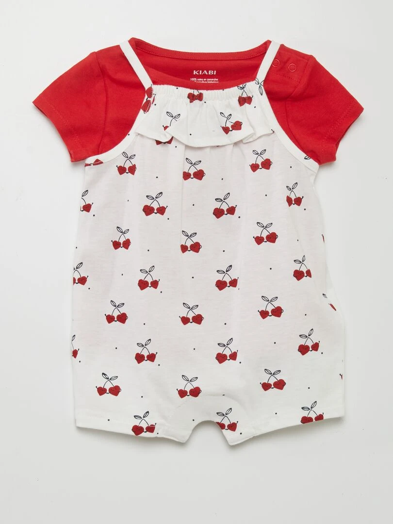 Ensemble combishort + t shirt 2 pièces Rouge