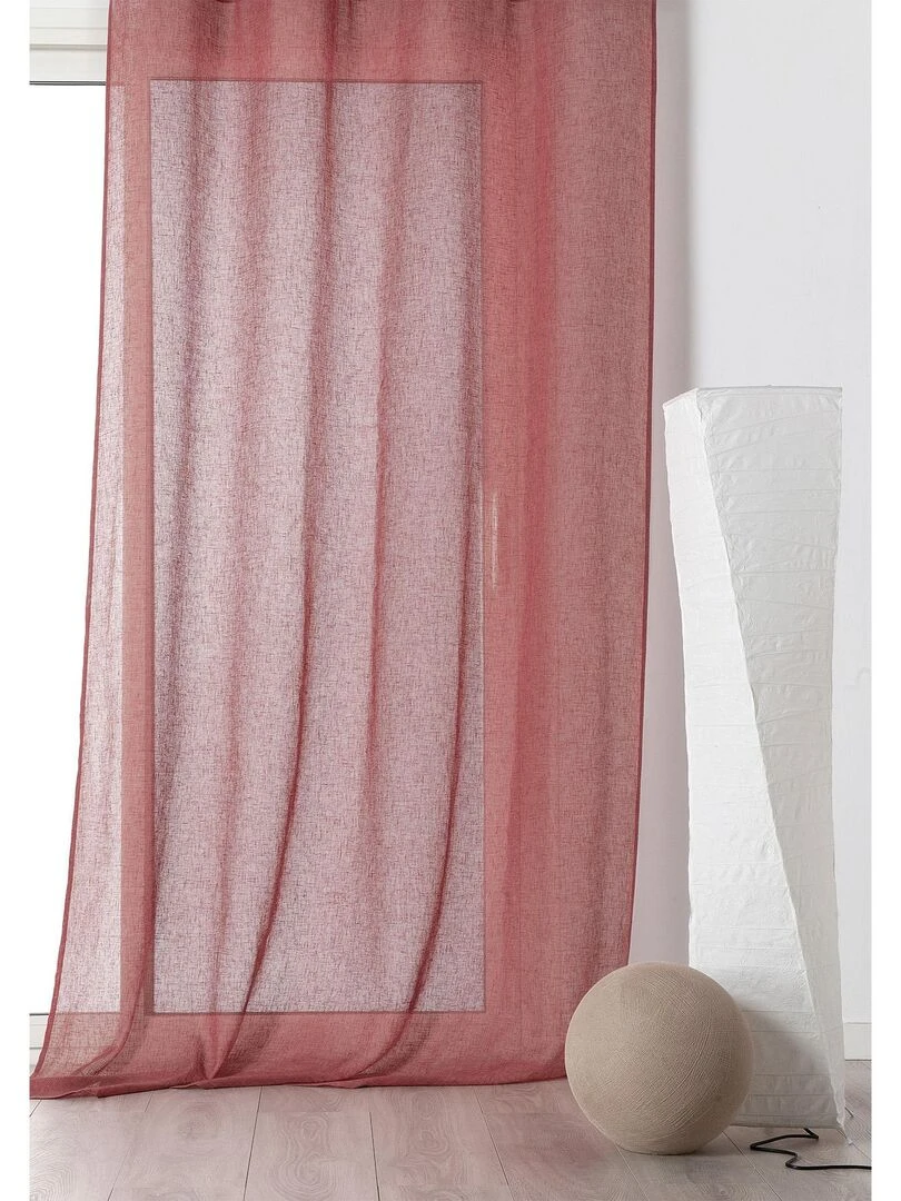 Rideau Voilage poly lin galon fronceur Rose clair